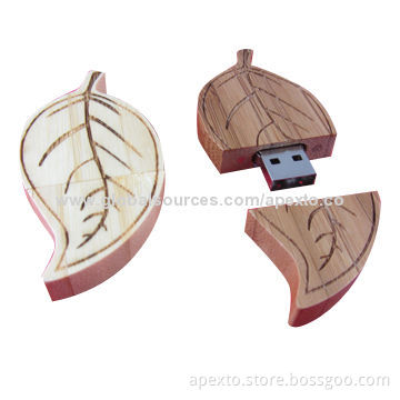New Model of Leaves Shaped USB Sticks with 8GB Storage Capacity with Recycled Wood, Best Gifts